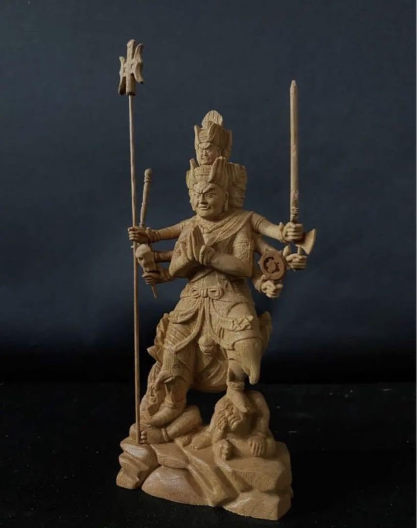 総ケヤキ材　仏教工芸品　木彫仏像　最高級品　仏師手仕上げ品　大元帥明王立像 Amazon.co.jp: 仏教工芸品 総ケヤキ材 精密彫刻 木彫仏教 仏師で仕上げ